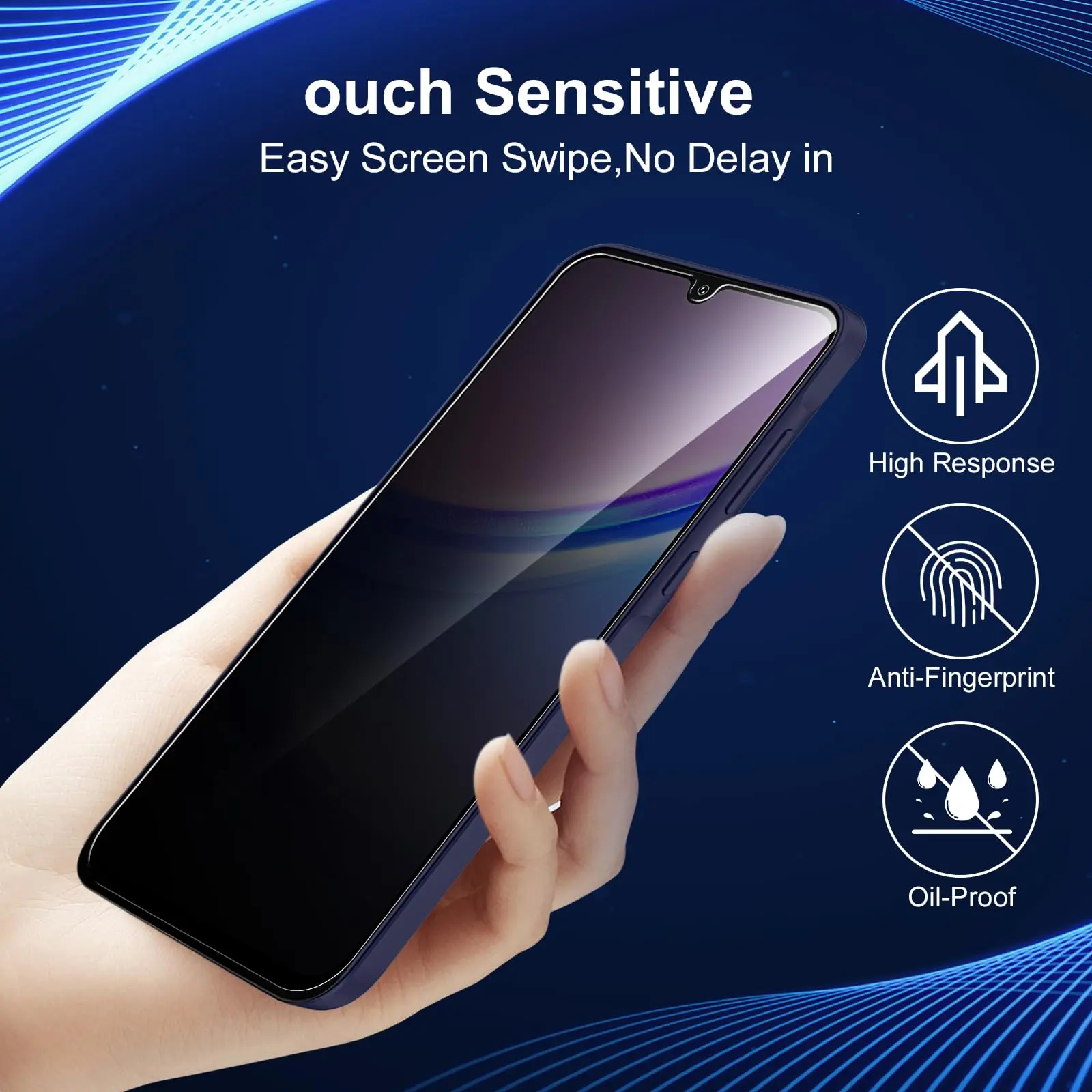 Anti Spy Screen Protector For Galaxy A15 4G 5G Samsung, Tempered Glass Privacy Peep Scratch 9H Case Friendly High Aluminum