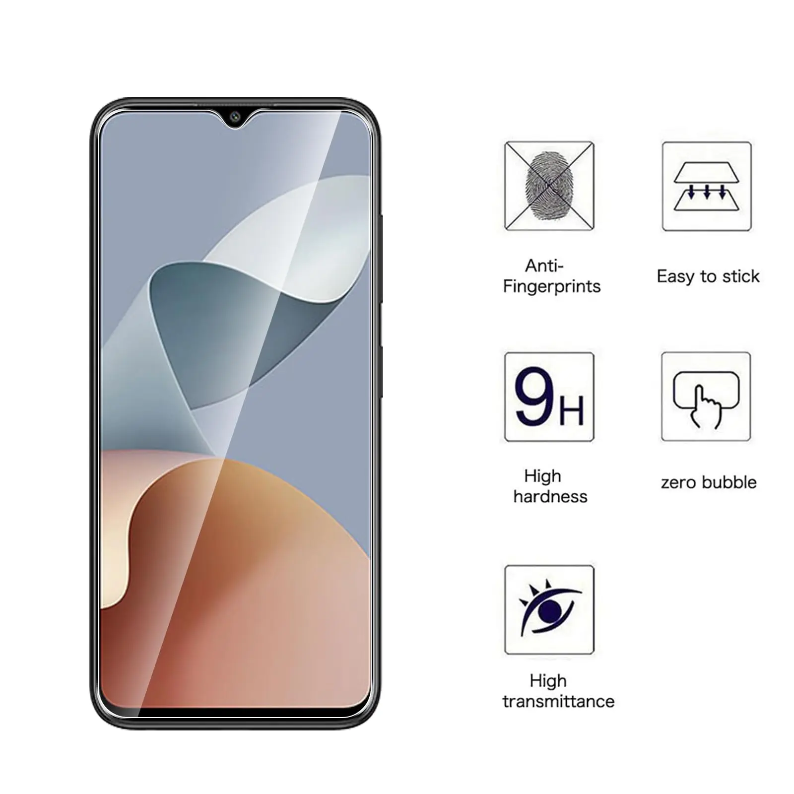 Screen Protector For ZTE Blade A54, Tempered Glass HD Crystal 9H High Aluminum Anti Scratch Case Friendly
