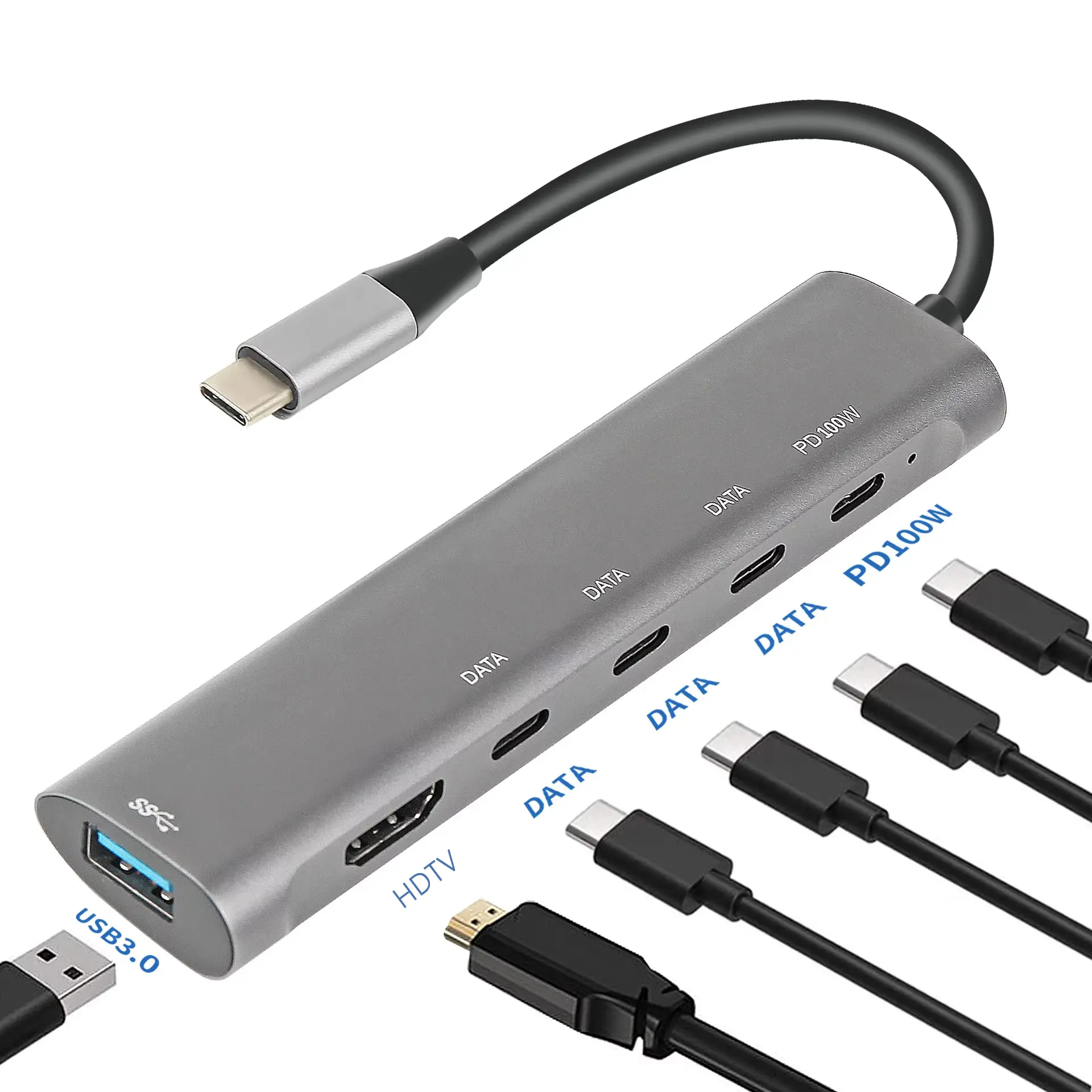 HUB USB C Hub 4K HDTV type c to USB 3.0 pd 100W DATA USB 2.0 Multiport Adapter Splitters for macbook Laptop Accessories USB HUB