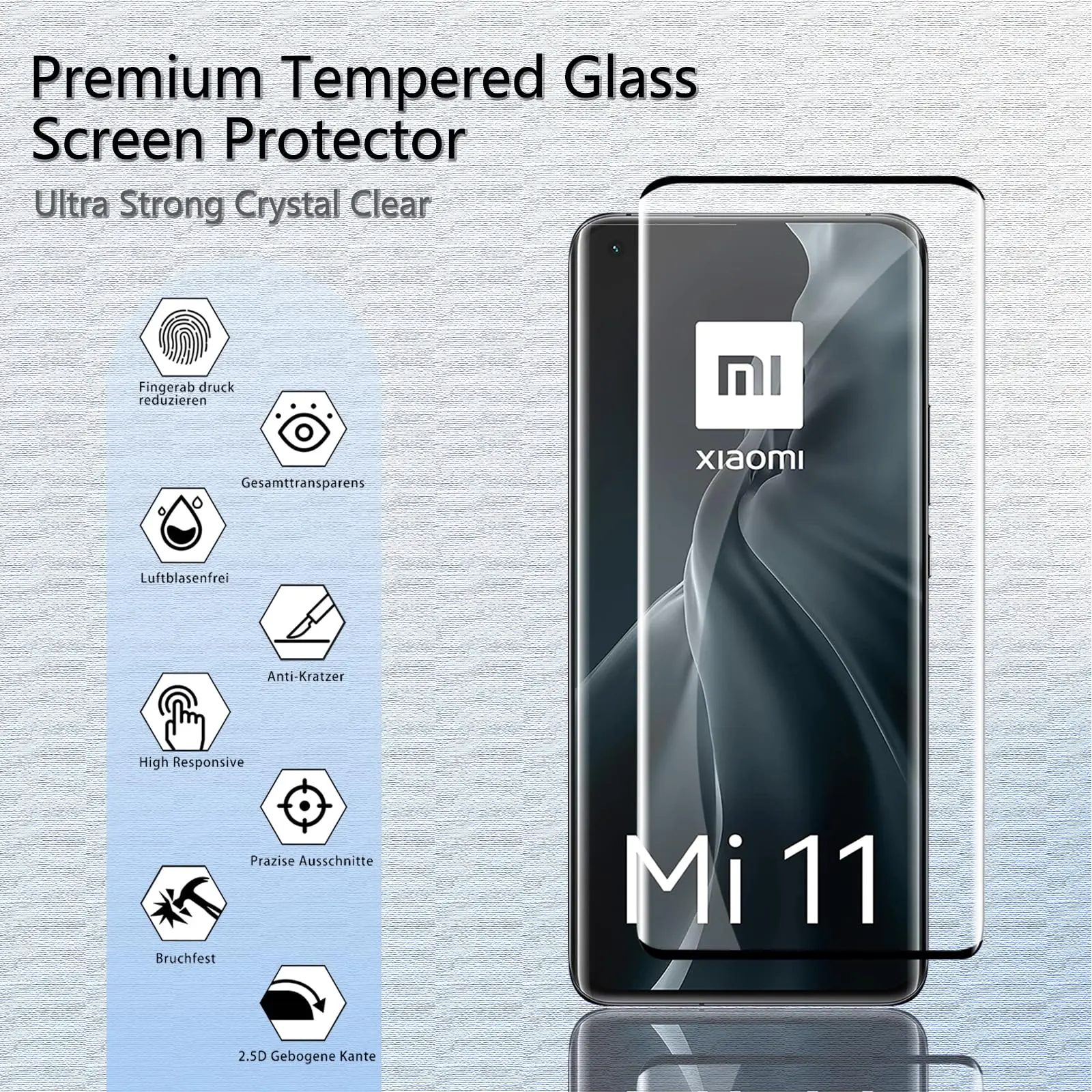 3D Screen Protector For Xiaomi Mi 11 Curve Tempered Glass HD Side Full Glue Transparent 9H High Aluminum