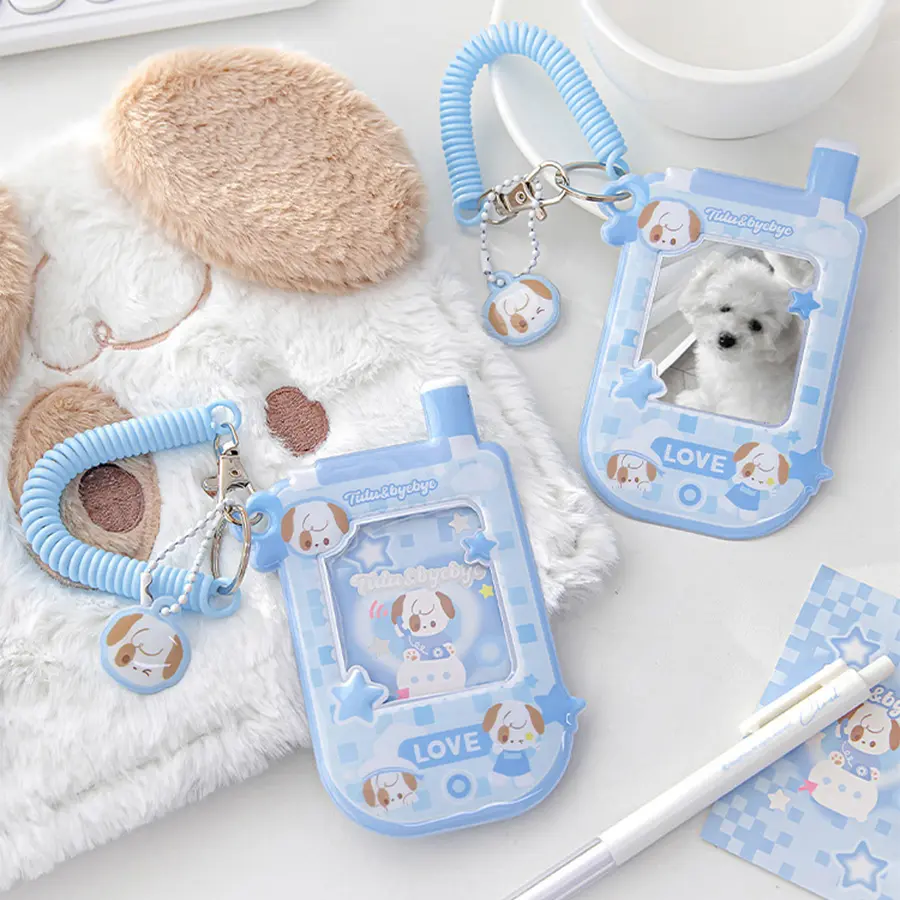 Kpop Photocard Holder with Keychain Cute Pendant 3 inch Idol Album Photo Card Sleeves ID Bus Bank Credit Card Protector
