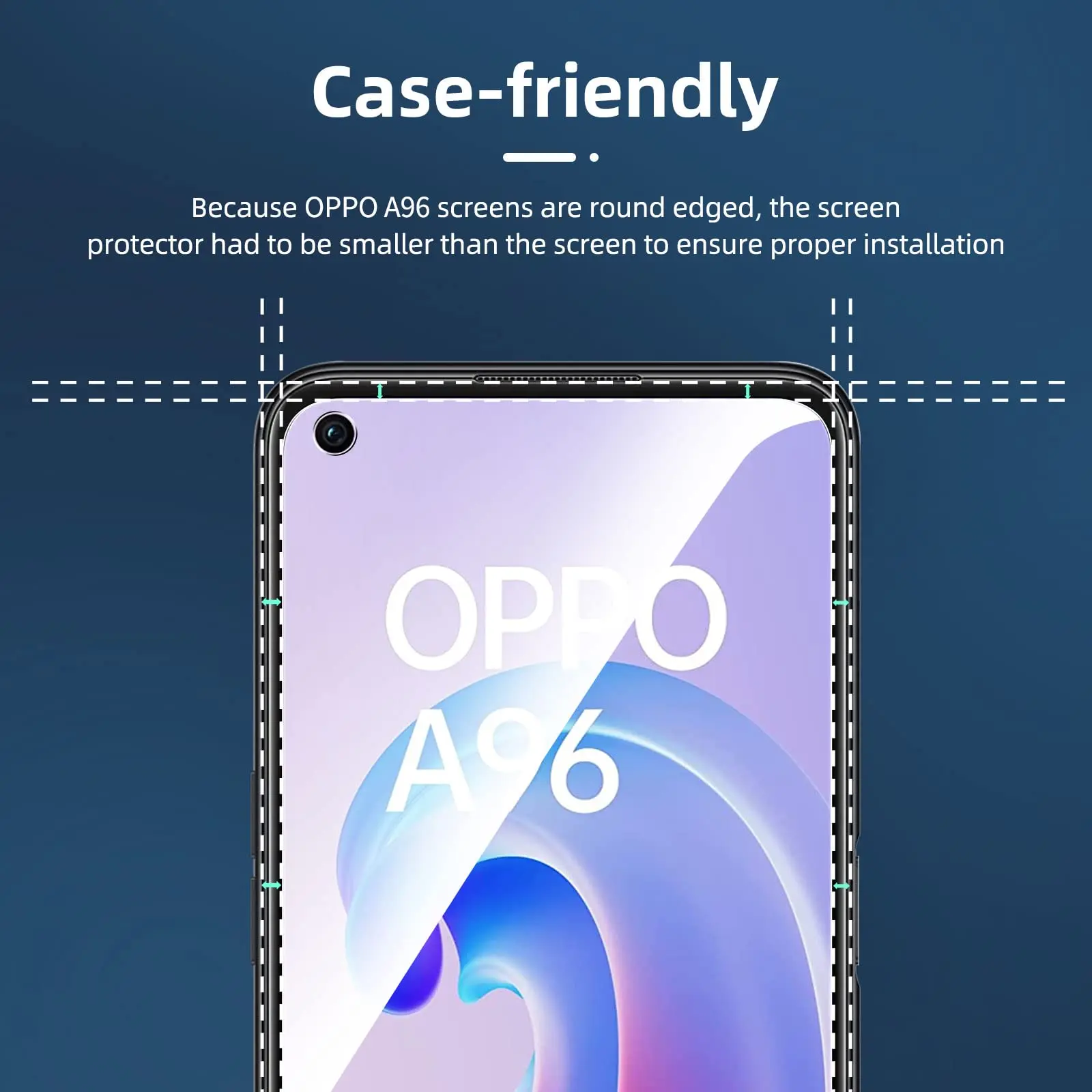 Screen Protector For OPPO A96, Tempered Glass  HD 9H High Aluminum Crystal Transparent Clear Anti Scratch Case Friendly