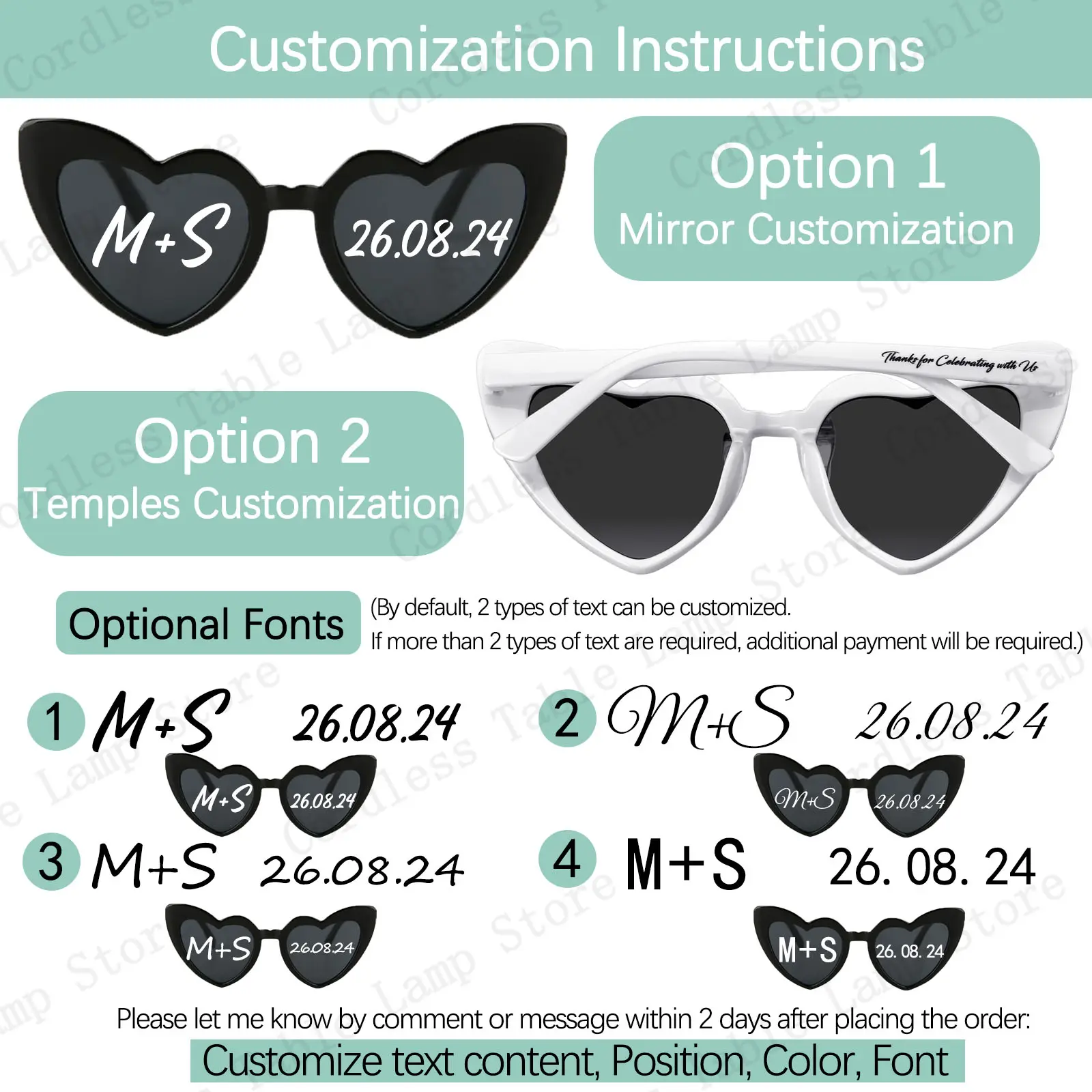 24-120Pcs Custom Heart Sunglasses Personalised Wedding Sunglasses Bridal Party Favors for Guest Wedding Date Initials Custom