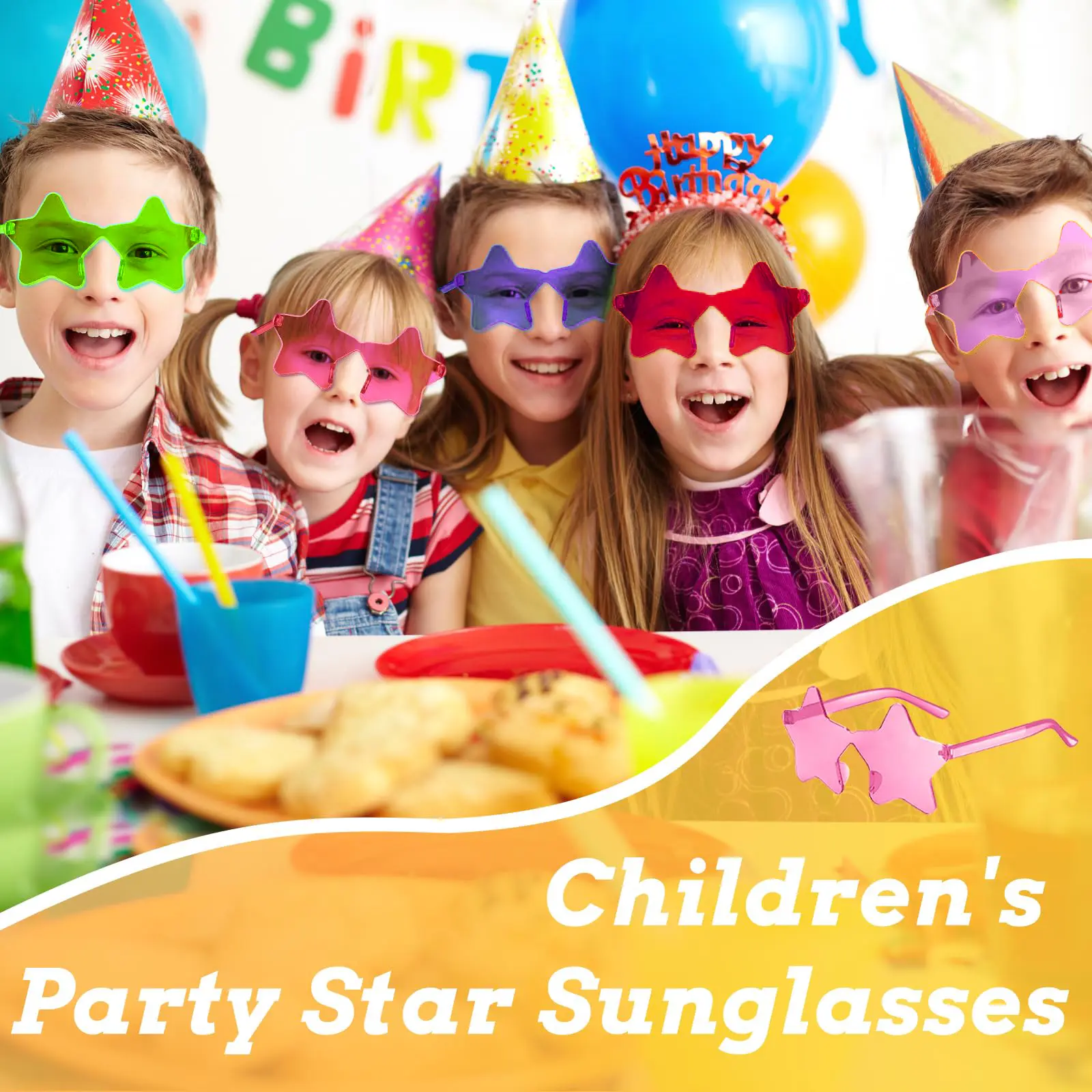 12-60PC Star Shaped Rimless Sunglasses Transparent Candy Color Glasses Wedding Party Favor for Guest Christmas Fun Party Glasses