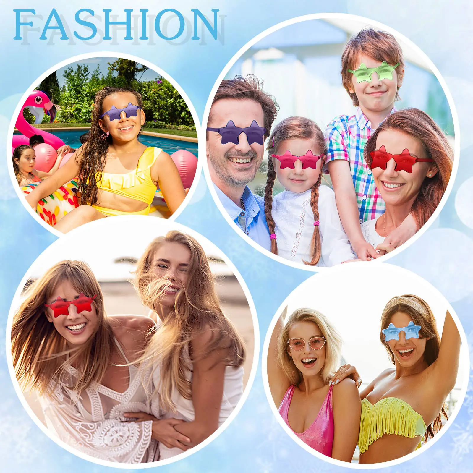 12-60PC Star Shaped Rimless Sunglasses Transparent Candy Color Glasses Wedding Party Favor for Guest Christmas Fun Party Glasses