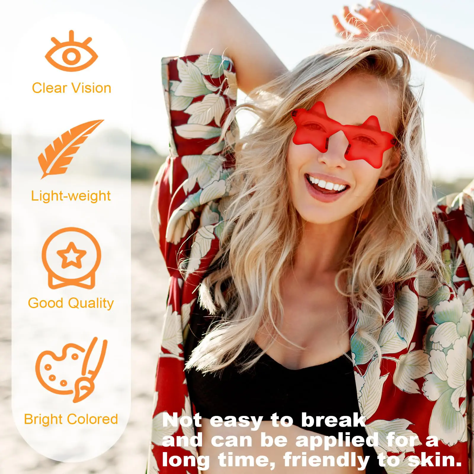 12-60PC Star Shaped Rimless Sunglasses Transparent Candy Color Glasses Wedding Party Favor for Guest Christmas Fun Party Glasses