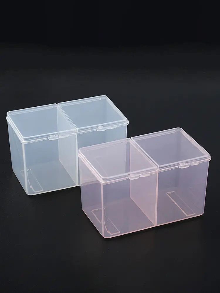 1pc Nail Storage Box Double Grille Dust Proof Belt Cover Cotton Sheet Napkin Storage Box Nail Accessories Finishing