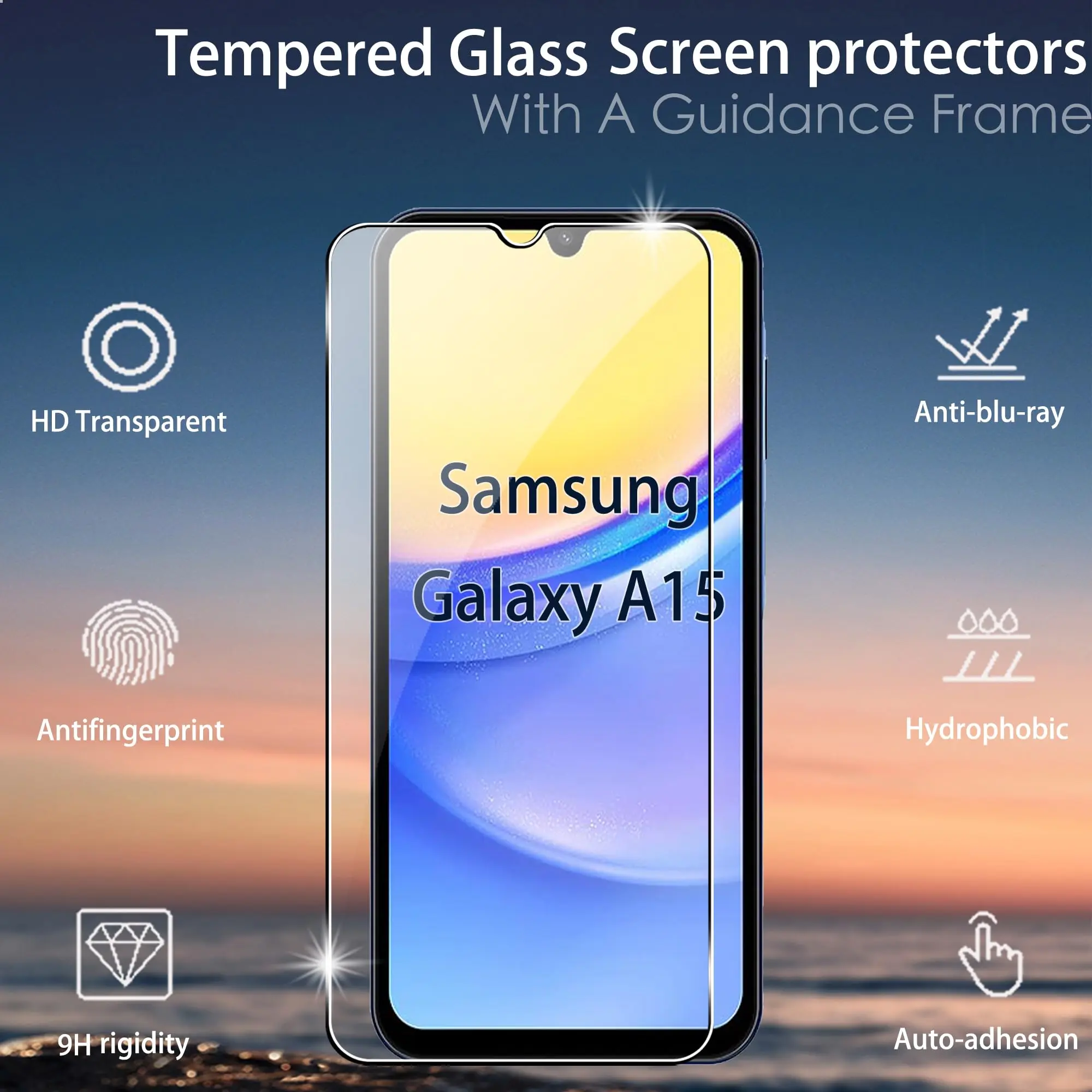Screen Protector For Samsung Galaxy A15 4G 5G, Tempered Glass HD Crystal  9H Anti Scratch Case Friendly High Aluminum