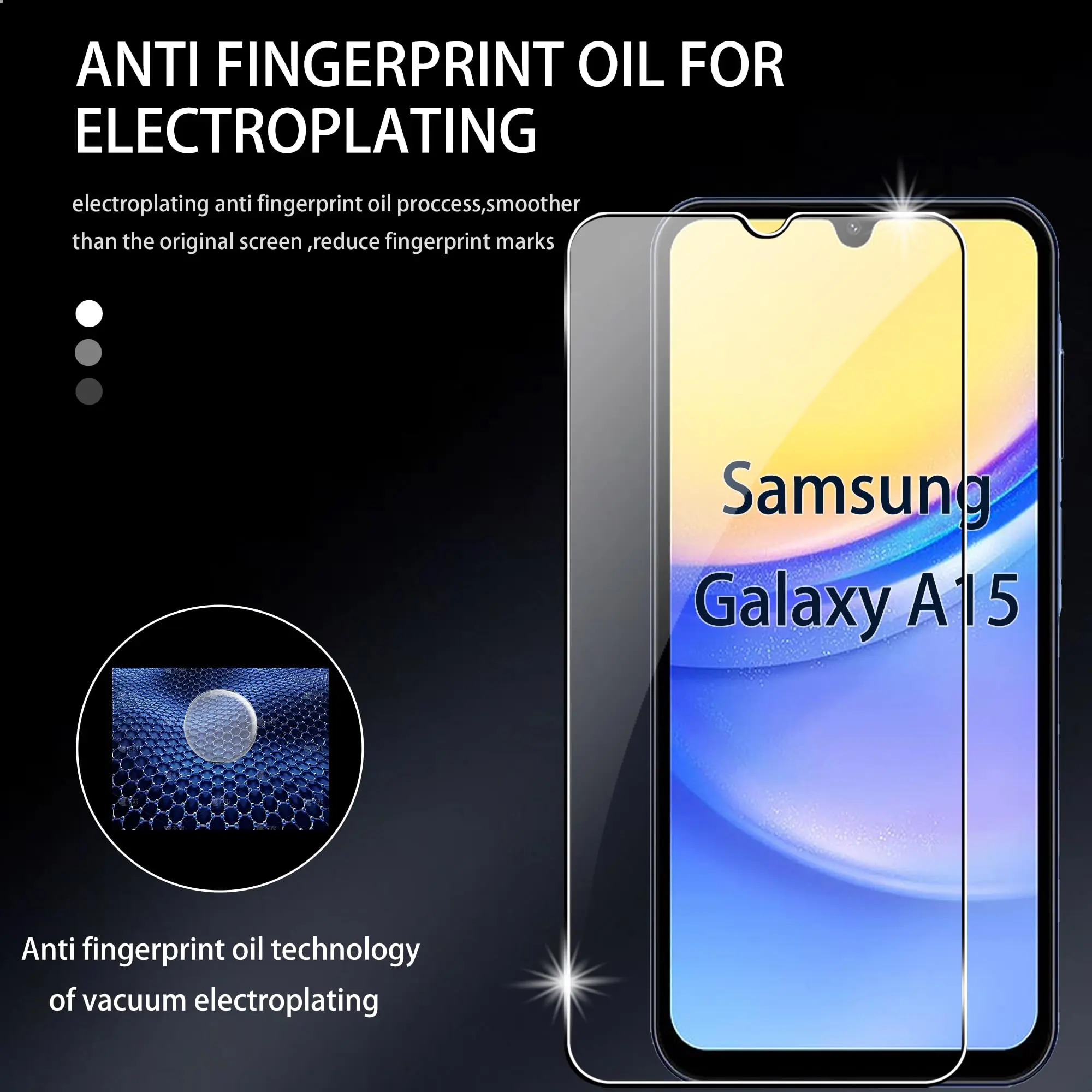 Screen Protector For Samsung Galaxy A15 4G 5G, Tempered Glass HD Crystal  9H Anti Scratch Case Friendly High Aluminum
