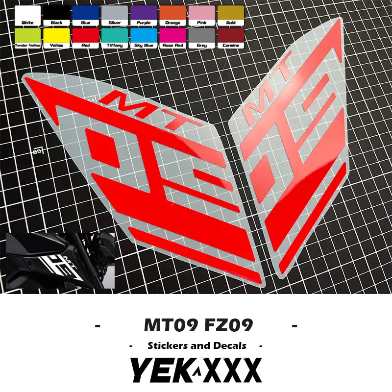 Motorcycle Fairing Shell Sticker Flower Line MT09 FZ09 14-20 For Yamaha MT-09 FZ-09 Air Intake Side Cover Sticker Set
