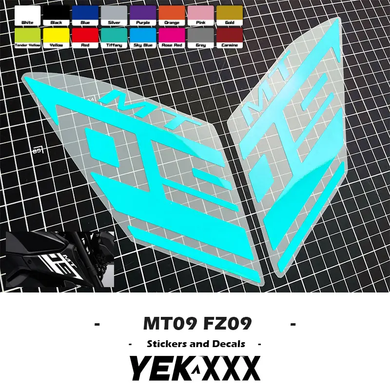 Motorcycle Fairing Shell Sticker Flower Line MT09 FZ09 14-20 For Yamaha MT-09 FZ-09 Air Intake Side Cover Sticker Set