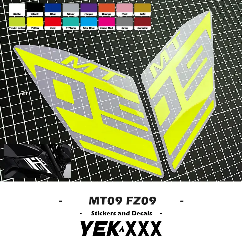 Motorcycle Fairing Shell Sticker Flower Line MT09 FZ09 14-20 For Yamaha MT-09 FZ-09 Air Intake Side Cover Sticker Set