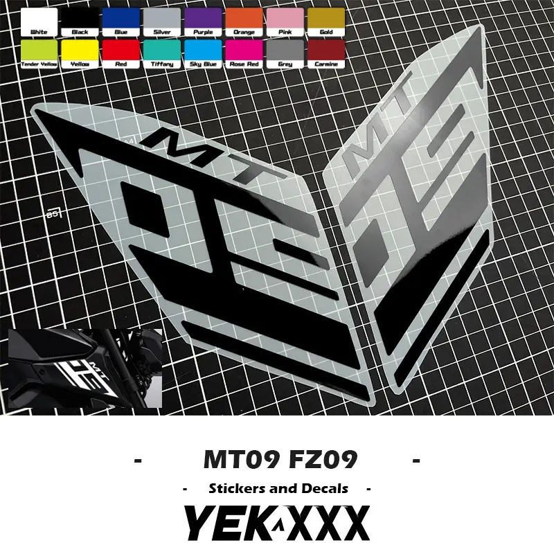 Motorcycle Fairing Shell Sticker Flower Line MT09 FZ09 14-20 For Yamaha MT-09 FZ-09 Air Intake Side Cover Sticker Set