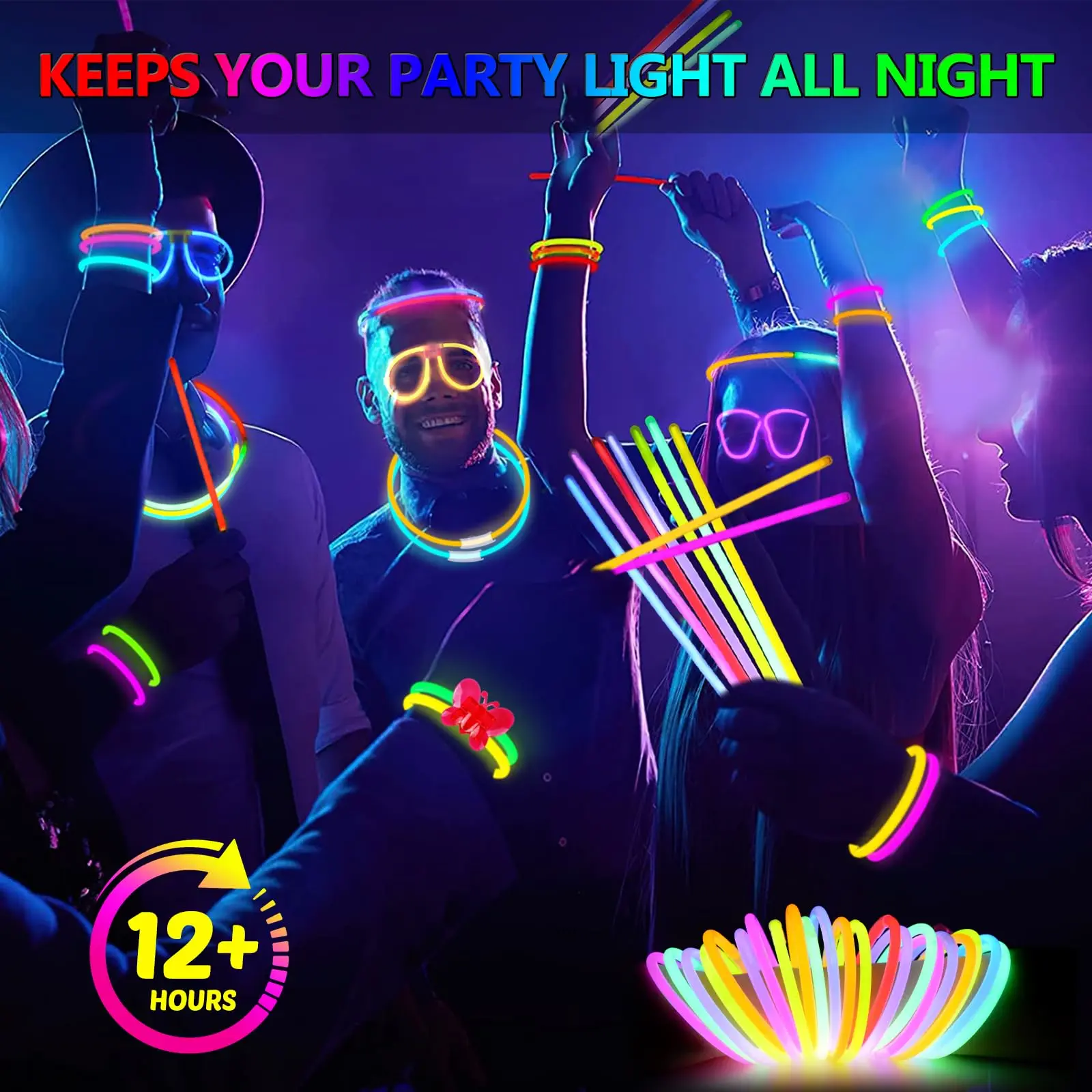 100-1200PCS Glow Sticks Fluorescent Sticks Glow in the Dark Sticks Light up Bracelets and Necklaces for Neon Party Favors