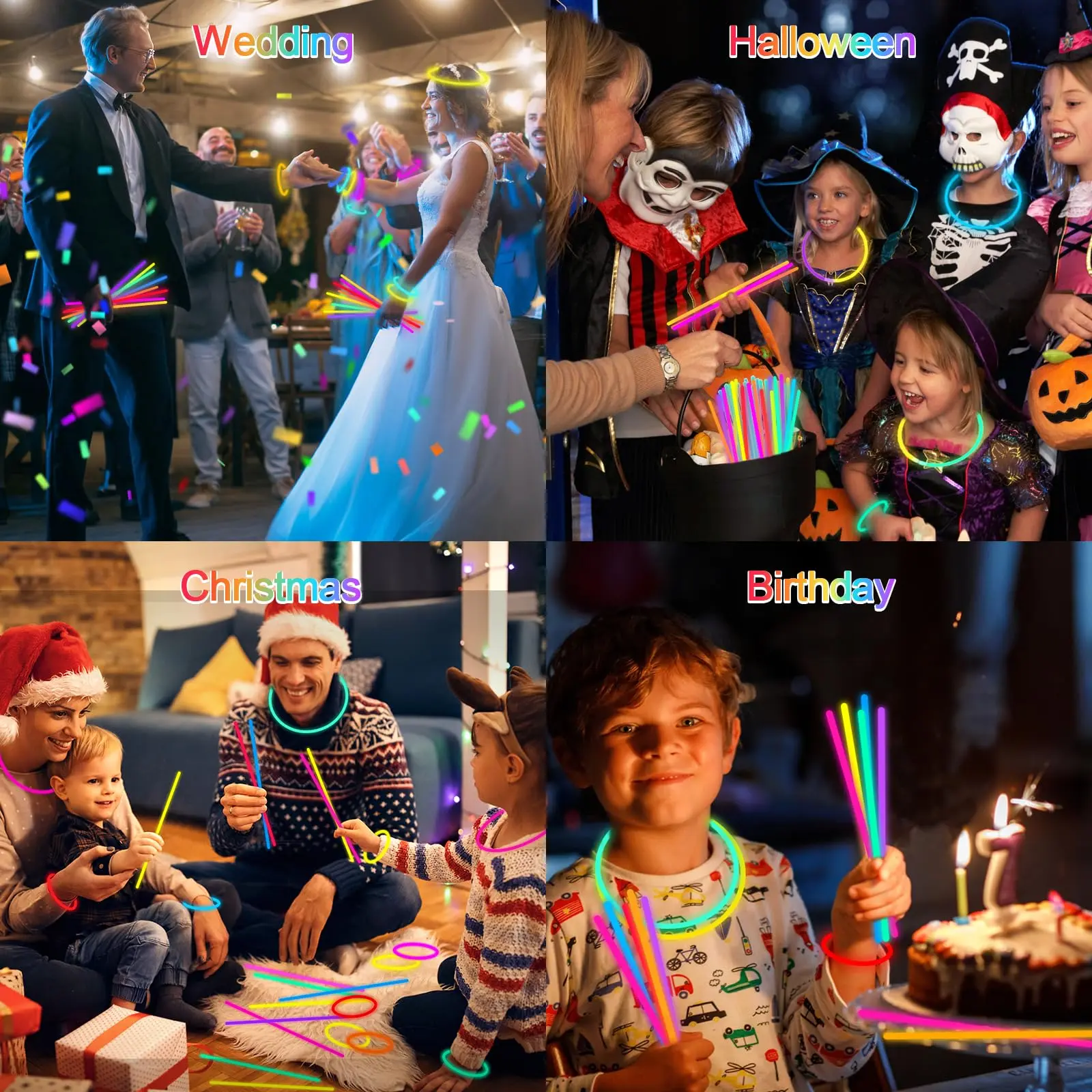 100-1200PCS Glow Sticks Fluorescent Sticks Glow in the Dark Sticks Light up Bracelets and Necklaces for Neon Party Favors