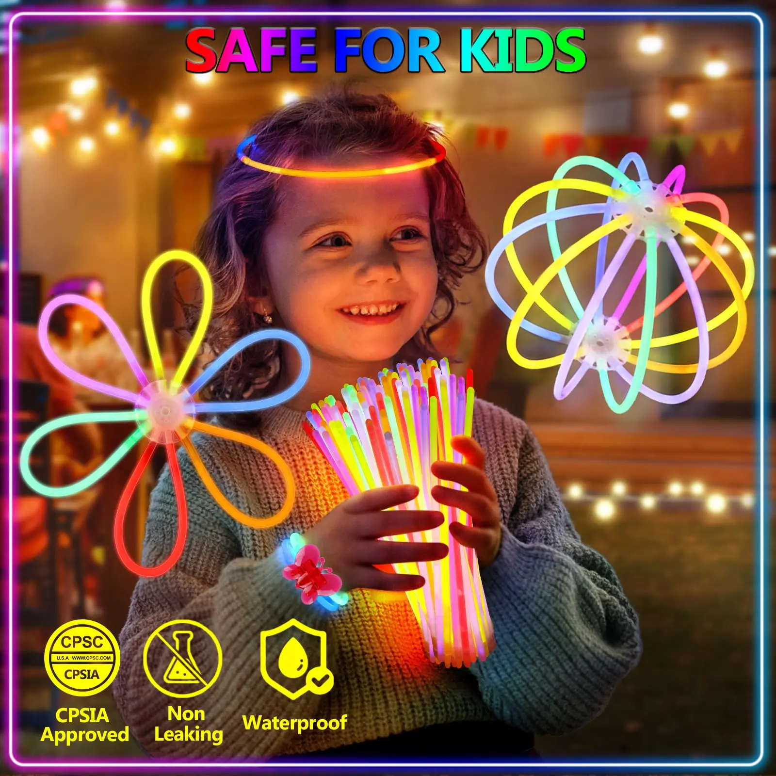100-1200PCS Glow Sticks Fluorescent Sticks Glow in the Dark Sticks Light up Bracelets and Necklaces for Neon Party Favors