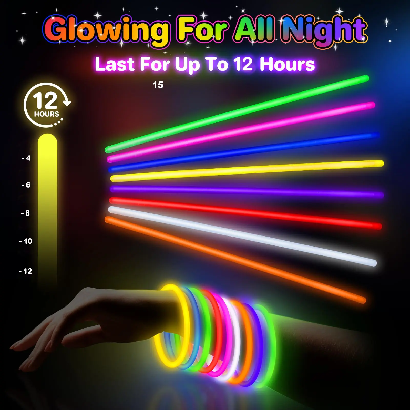 100-1200PCS Glow Sticks Fluorescent Sticks Glow in the Dark Sticks Light up Bracelets and Necklaces for Neon Party Favors