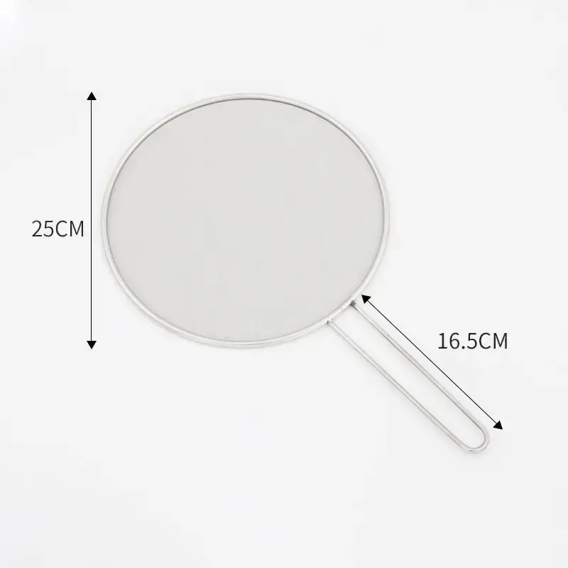 1pc Stainless Steel Oil Splash Screen Circular Oil Shield Hollow Handle Anti Scald Used For Deep Frying And Cooking