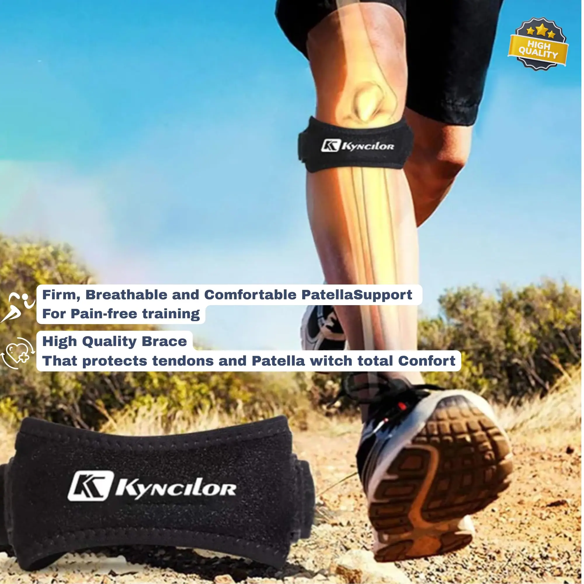 1 Pcs Adjustable Knee Pad Pain Relief Patella Stabilizer Knee Brace Support for Hiking Football Basketball Running Sport