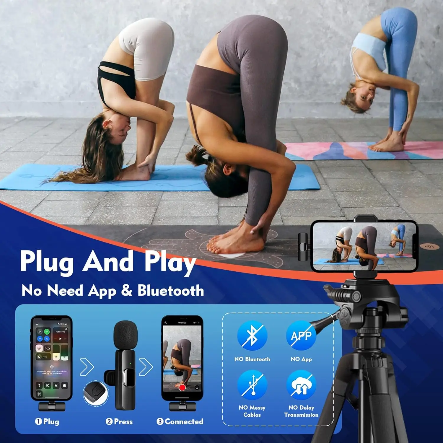 Lavalier Microphone Wireless Microphone For Android/ios Video Recording Noise Reduction Mic for Podcast/Intervie Clip Microphone