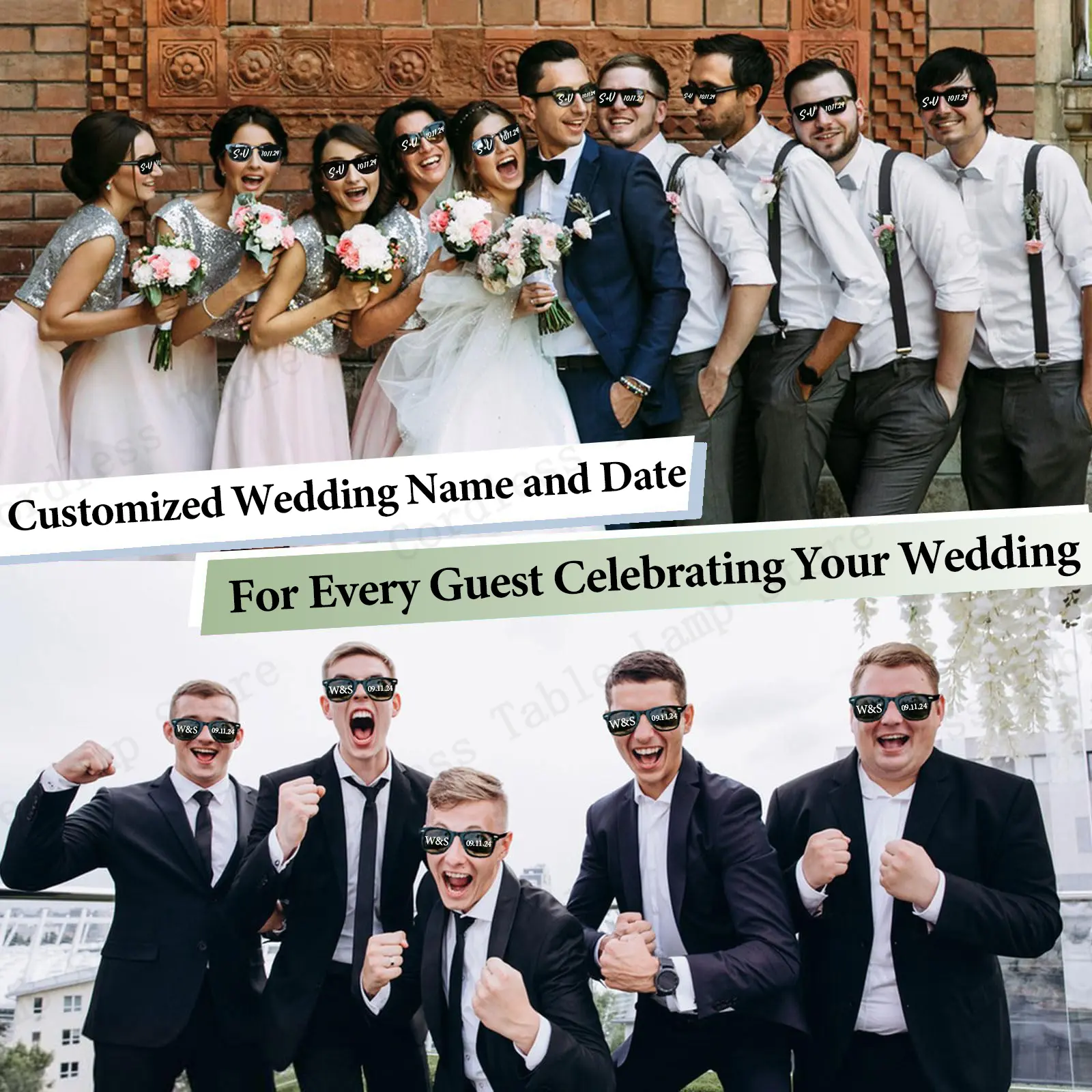24-120Pcs Custom Wedding Sunglasses Personalised Groomsman Gift Bridal Party Favors for Guest Wedding Date Initials Custom Text