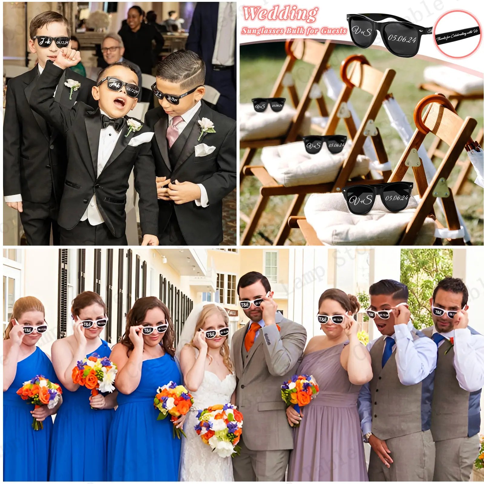 24-120Pcs Custom Wedding Sunglasses Personalised Groomsman Gift Bridal Party Favors for Guest Wedding Date Initials Custom Text