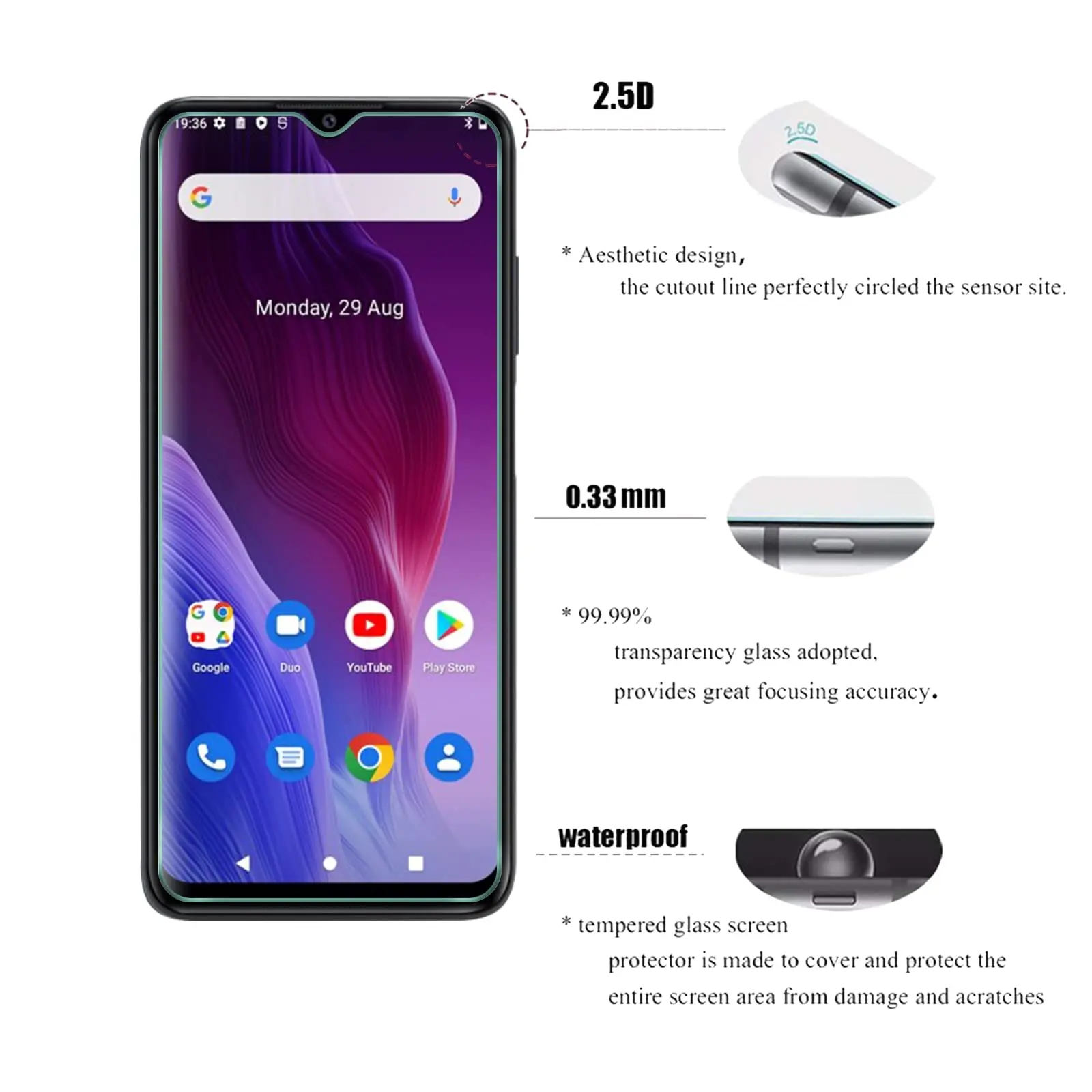 Screen Protector For CUBOT P60 6.52 inch Tempered Glass HD Crystal  mica 9H Anti Scratch Case Friendly High Aluminum