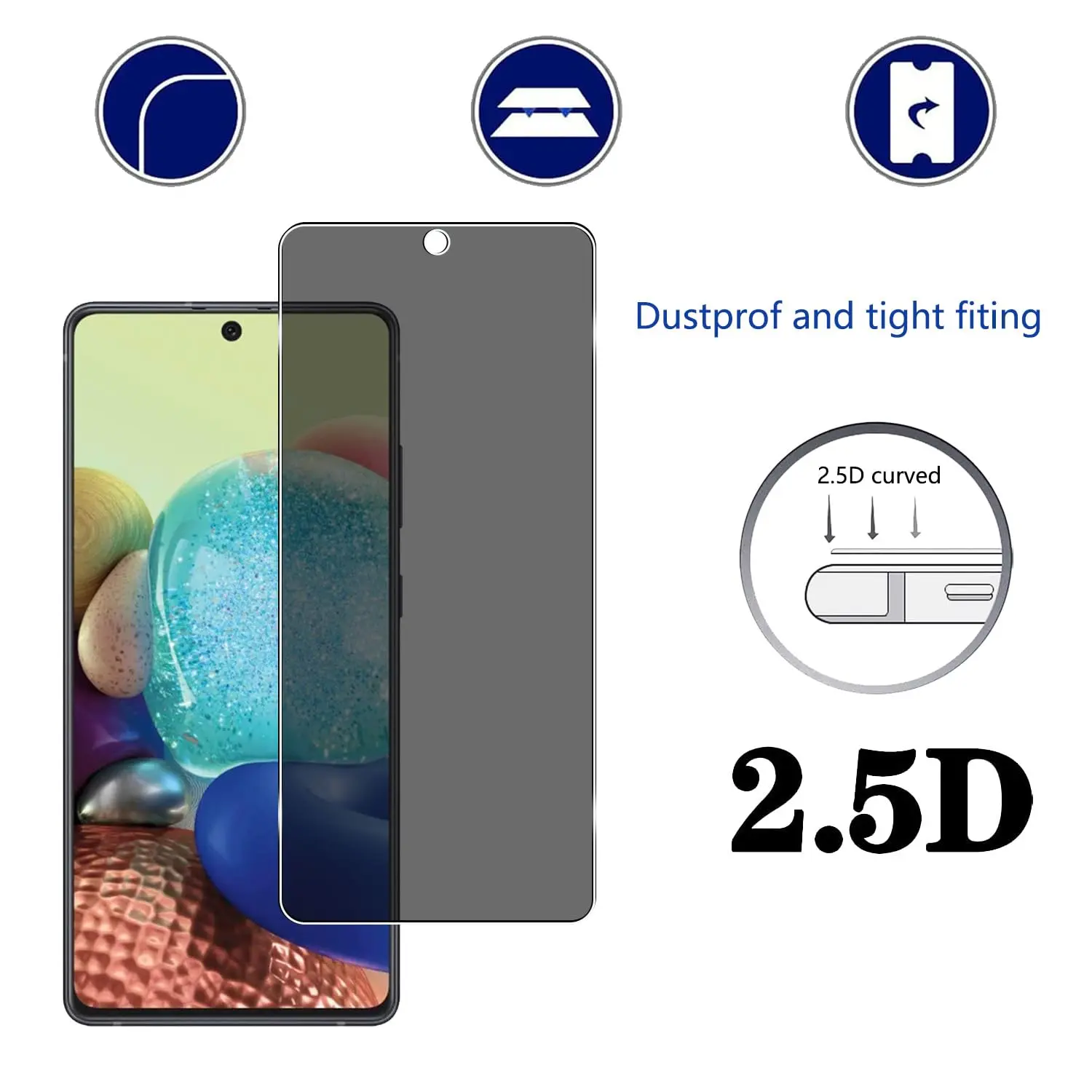 Anti Spy Screen Protector For Samsung Galaxy A71 5G UW Tempered Glass 9H Privacy Peep High Aluminum Case Friendly
