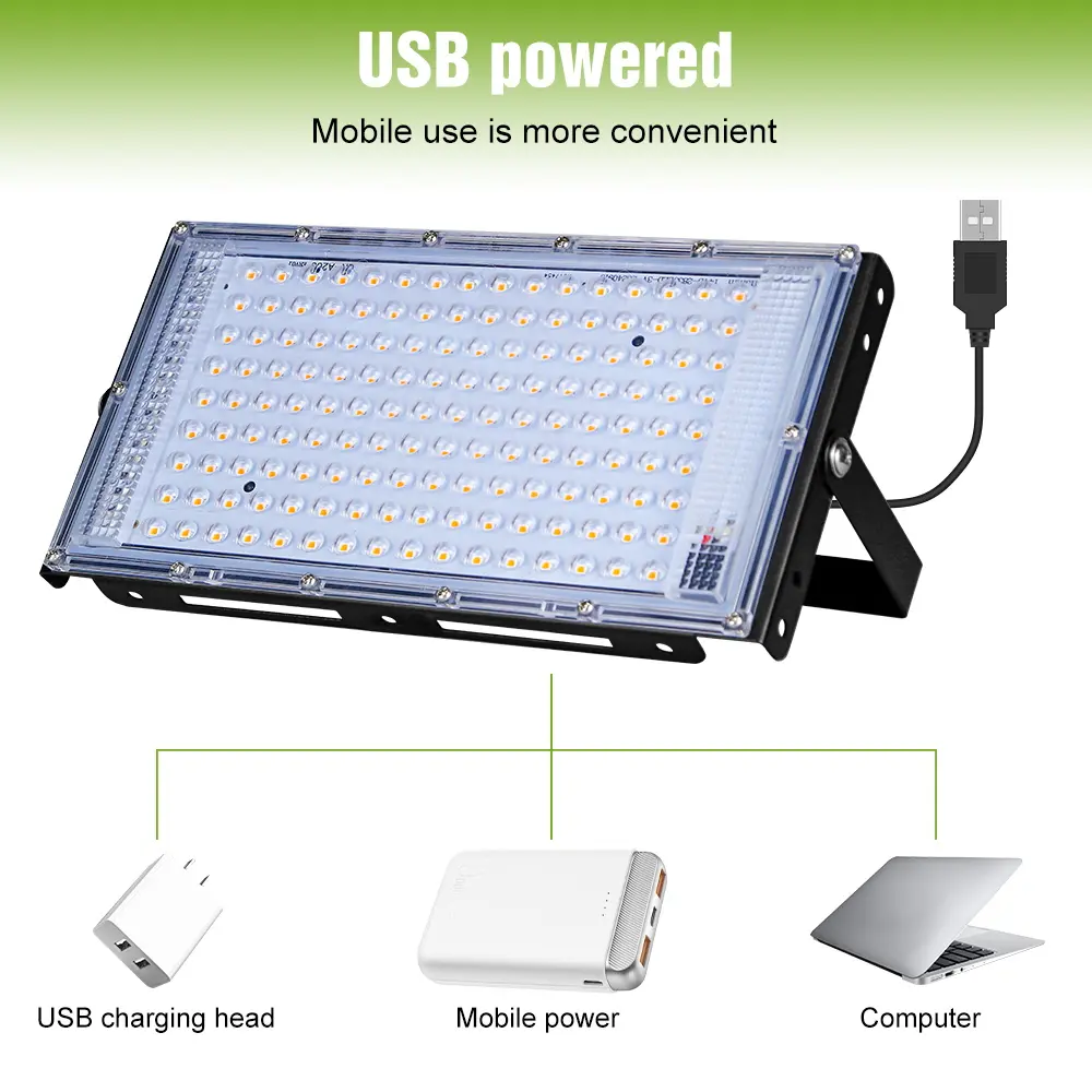 200W LED Grow Light Full Spectrum USB Plant Floodlight Waterproof For Indoor Greenhouse Flower Vegetables Hydroponic Cultivation