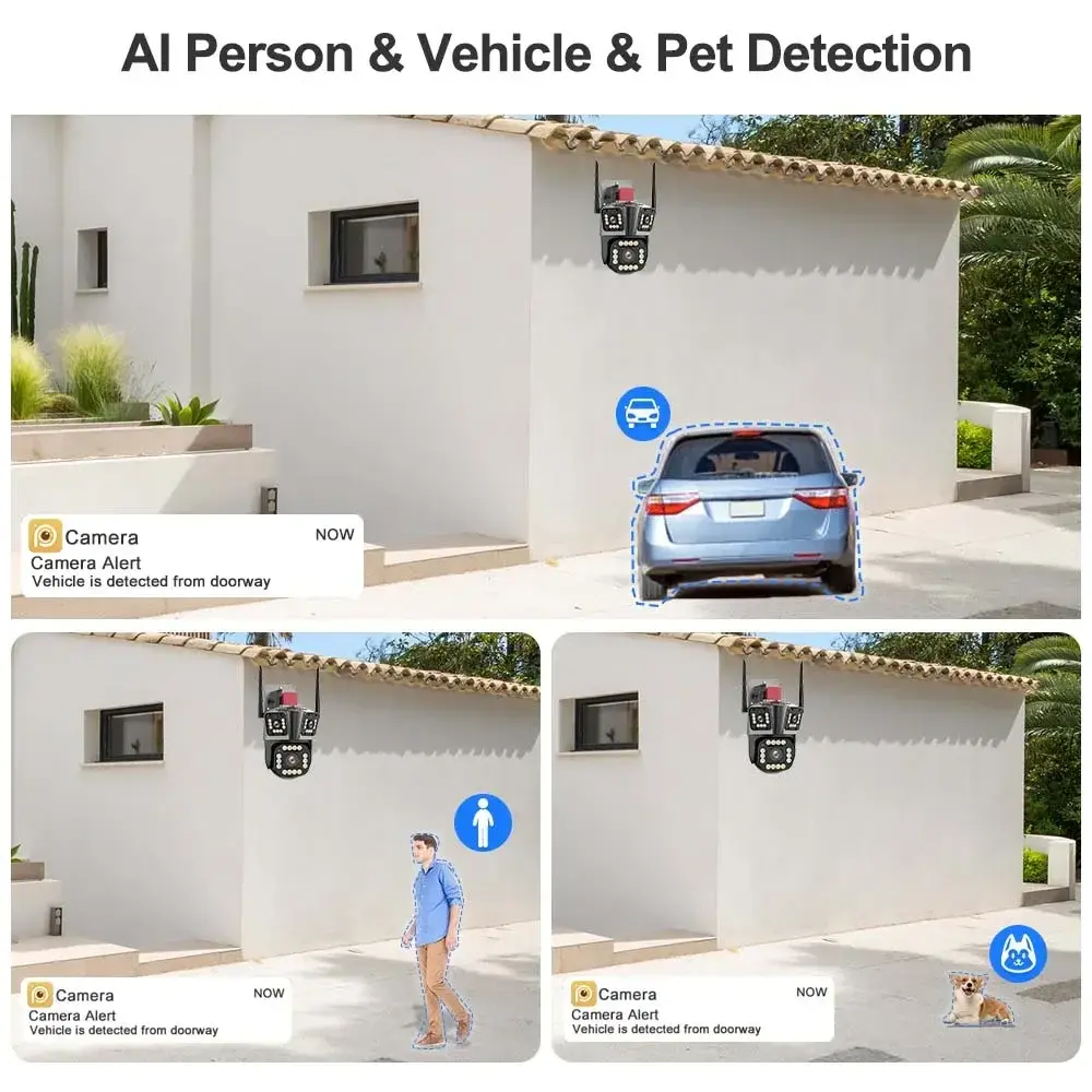 5K 12MP WiFi Outdoor Security Camera with 10X Zoom,Triple Lens, Auto Tracking,P2P CCTV, PTZ Surveillance for Enhanced Protection