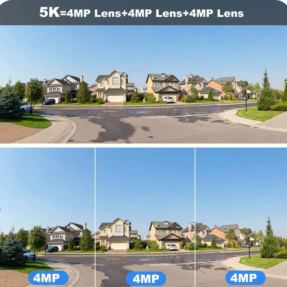 5K 12MP WiFi Outdoor Security Camera with 10X Zoom,Triple Lens, Auto Tracking,P2P CCTV, PTZ Surveillance for Enhanced Protection