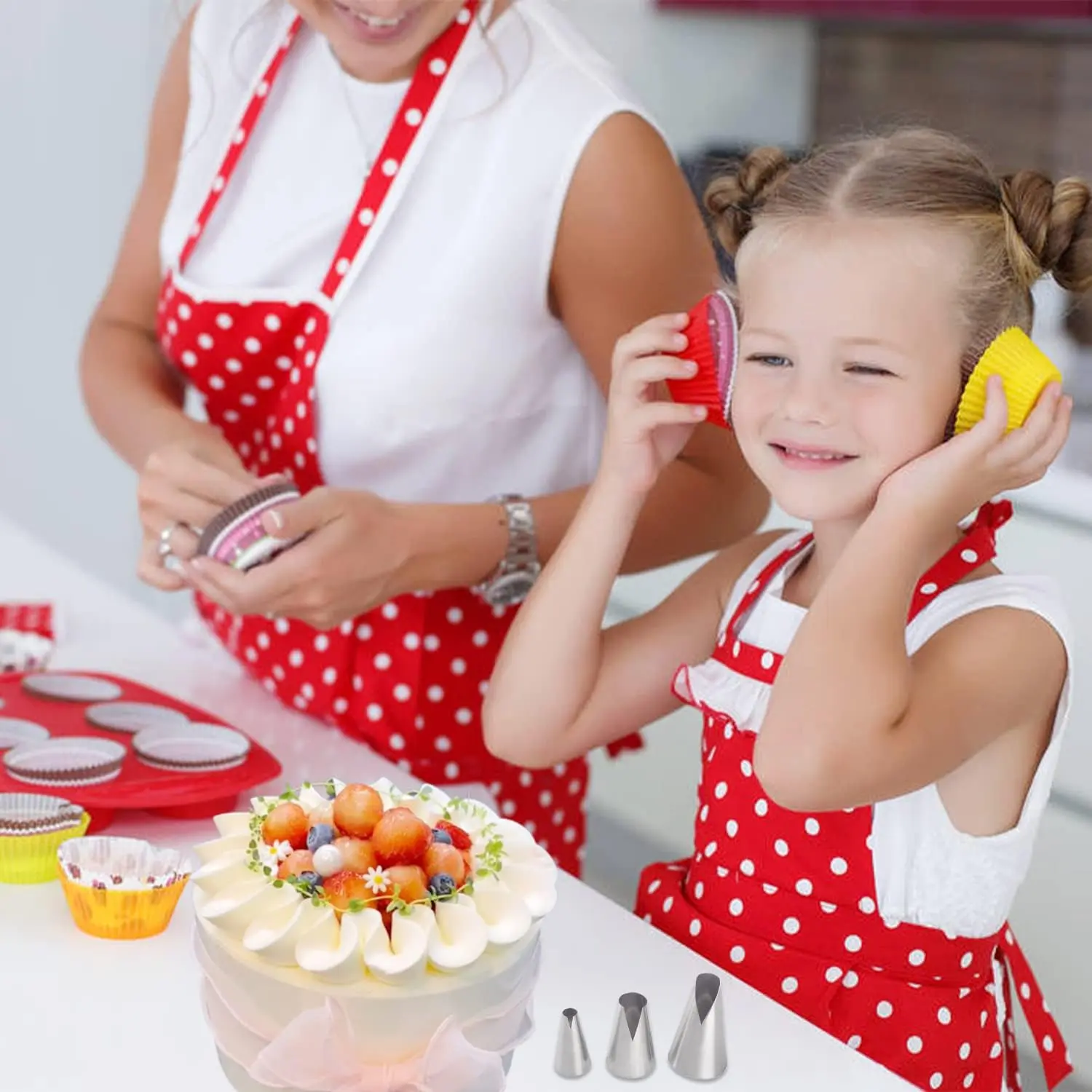 3 pcs Stainless Steel Russian Piping Tips Set V-Shaped Wave Nozzles for Pastry, Cupcakes, Cakes- asy to Use and Durable Kitchen