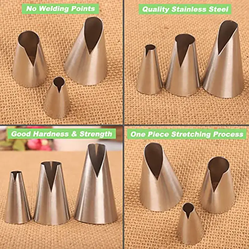 3 pcs Stainless Steel Russian Piping Tips Set V-Shaped Wave Nozzles for Pastry, Cupcakes, Cakes- asy to Use and Durable Kitchen