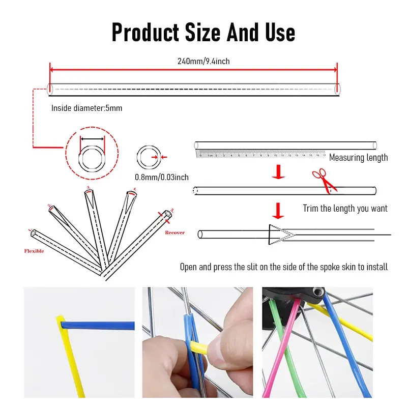 72 Pcs Universal Bicycle Spoke Holster Tire Decorative Rim Protective Covers for Enhancing and Protecting Bicycle and Motocross