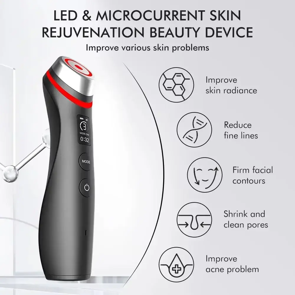 NEW Booster Pro Led Facial Light Therapy 5 Colors Eye Beauty Wand Red Light Eye Massager for Skincare & Blue Rejuvenation Tool