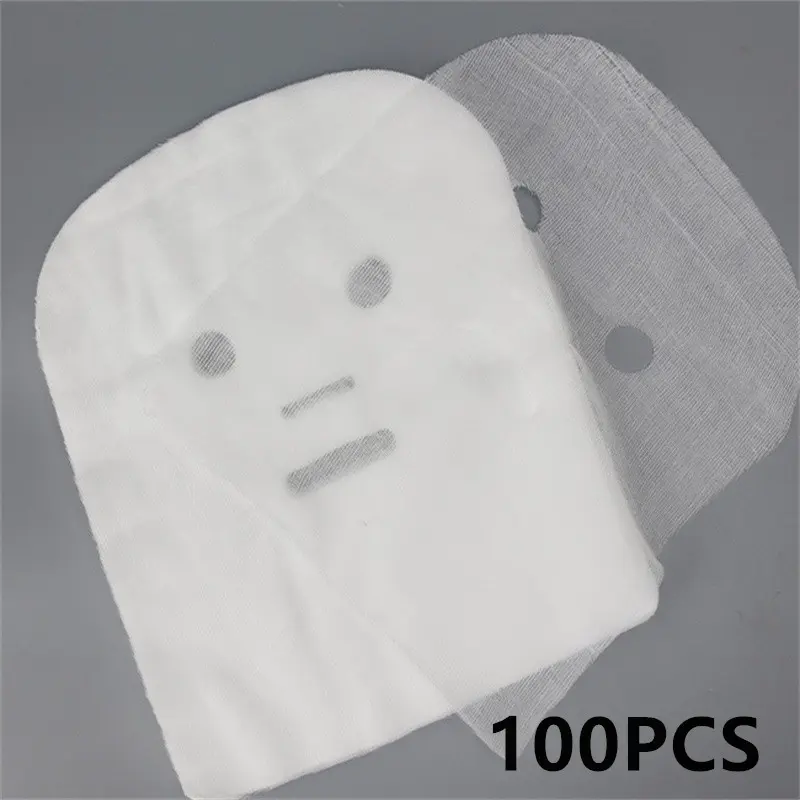 100pcs/bag White Soft Disposable Gauze Face Mask Pure Cotton Paper Sheet Beauty Salon Special Gauze Absorption Non-Irritating