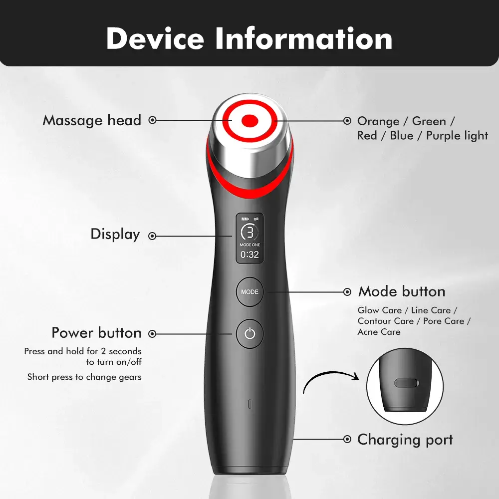 UBilli Ager Booster Pro Lifting Face Neck therapy Wand LED Vibration Massager Beauty Device