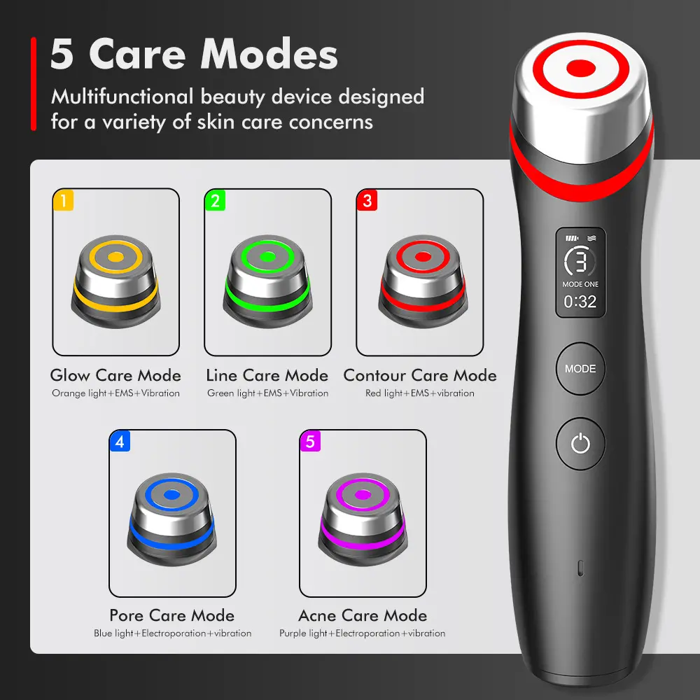 UBilli Ager Booster Pro Lifting Face Neck therapy Wand LED Vibration Massager Beauty Device
