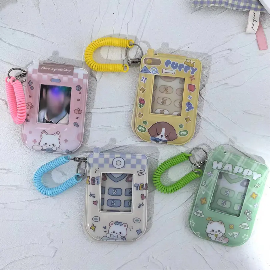 Flip phone model three inch small card cover cute protective cover campus card storage card cover