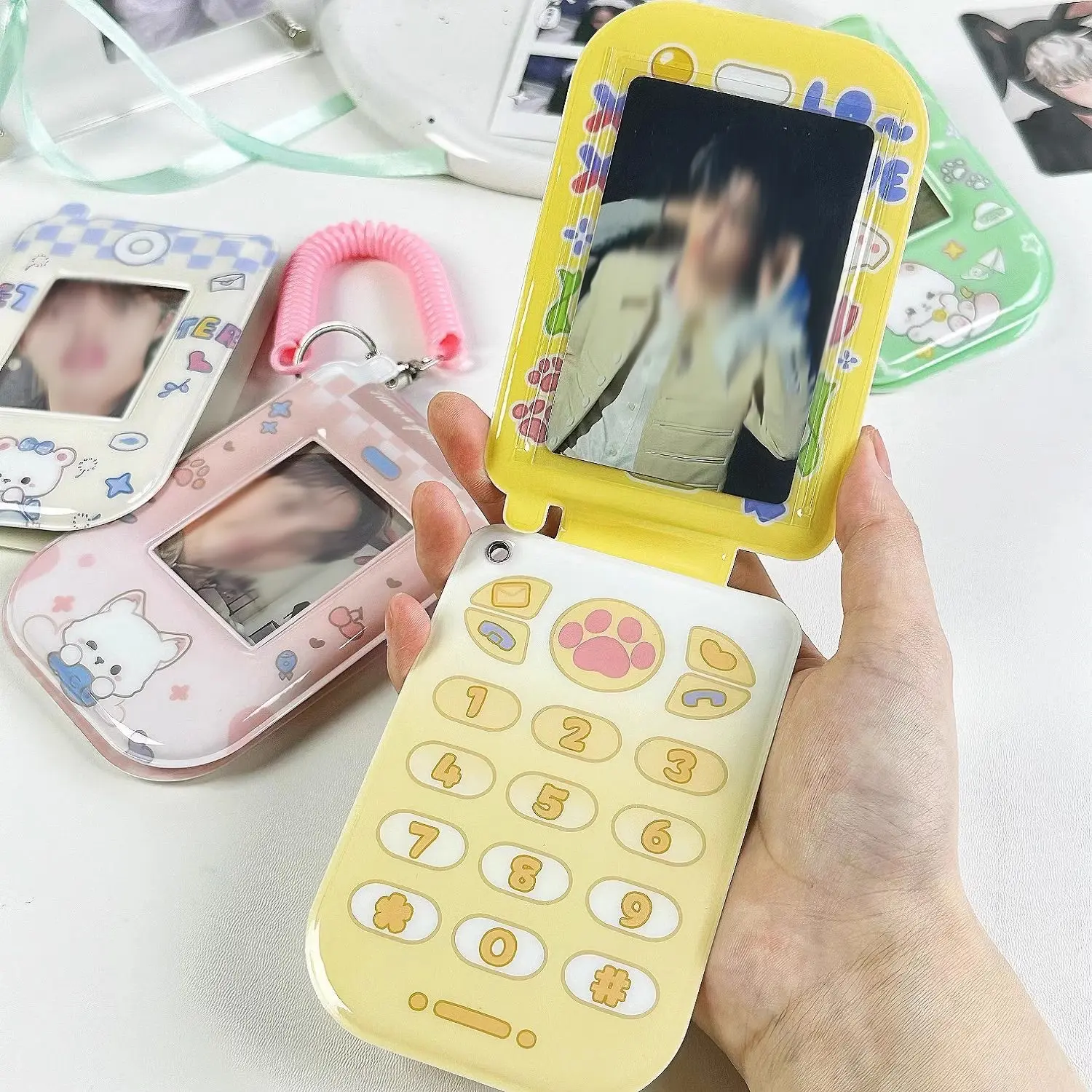 Flip phone model three inch small card cover cute protective cover campus card storage card cover
