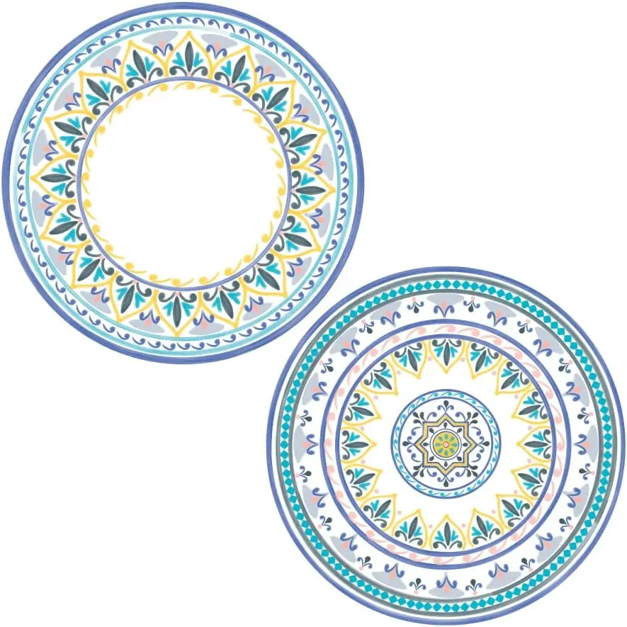 Yellow & Blue Paper Party Plates | Colourful & Strudy Disposable Party Tableware for Summer Parties