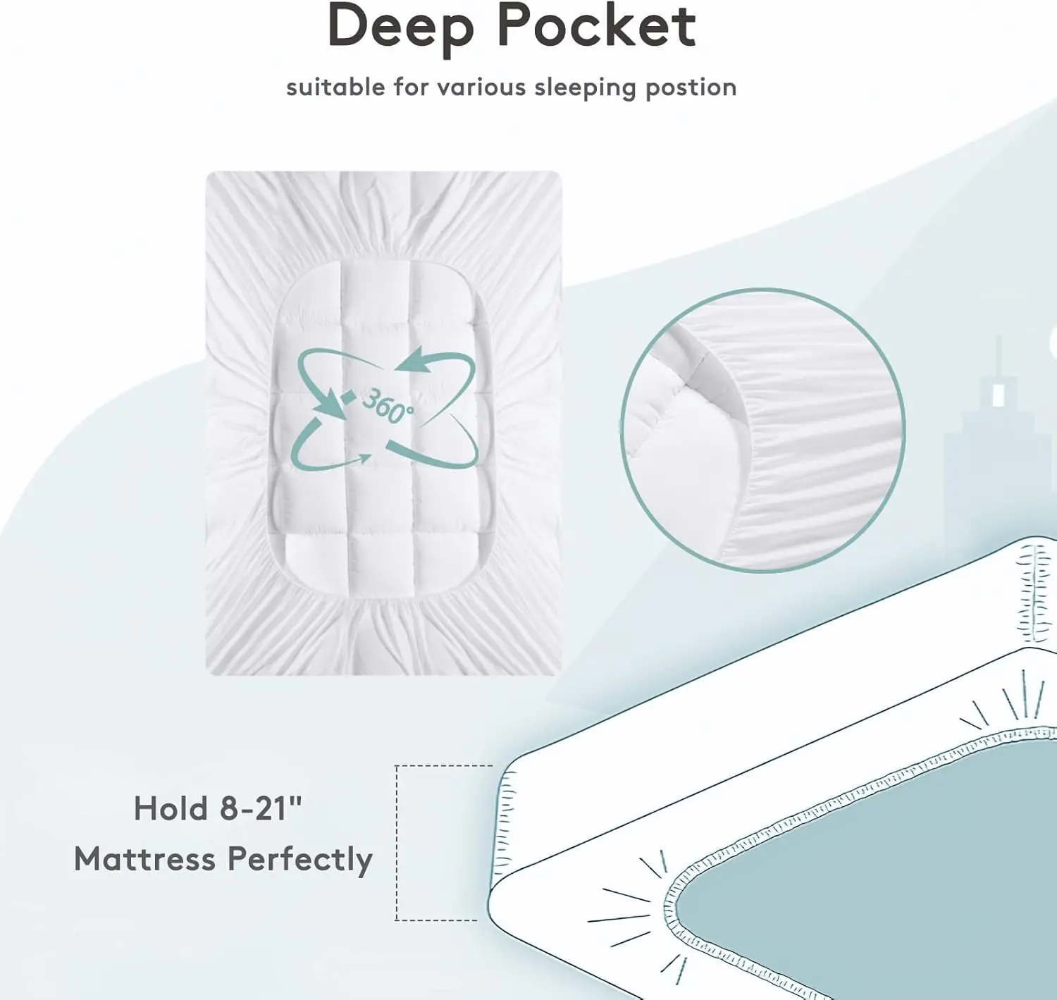 Mattress Topper Queen,Extra Thick Mattress Pad Cover for Back Pain,Cooling Mattress Protector with 8-21 Inch Deep Pocket