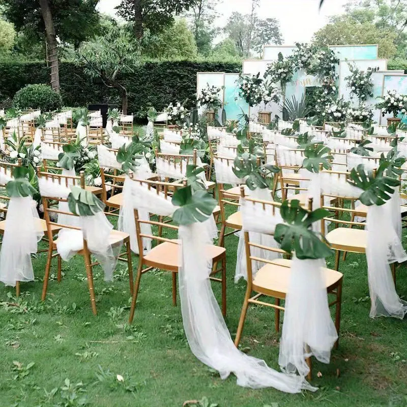 1PC 500cm*48cm gauze gauze wedding layout arch decoration garden party stairs chair back decoration organza
