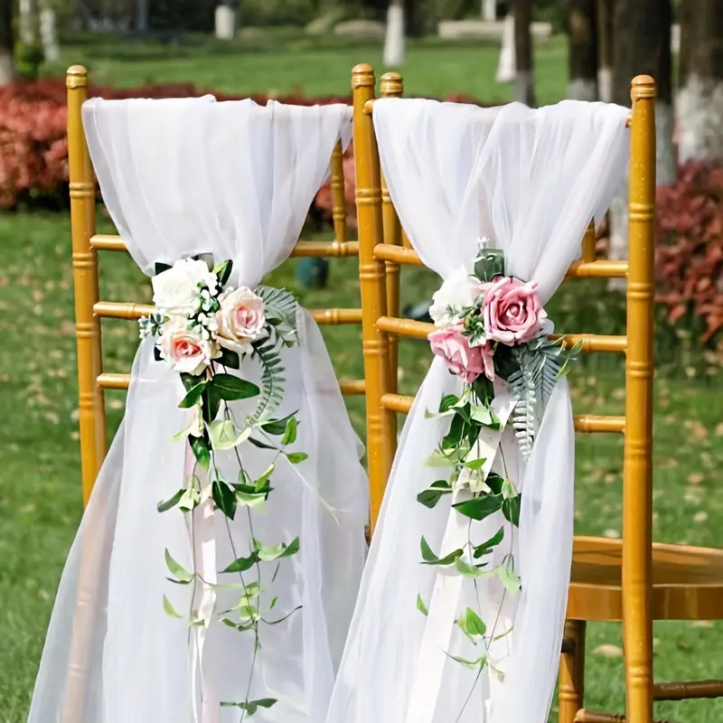1PC 500cm*48cm gauze gauze wedding layout arch decoration garden party stairs chair back decoration organza
