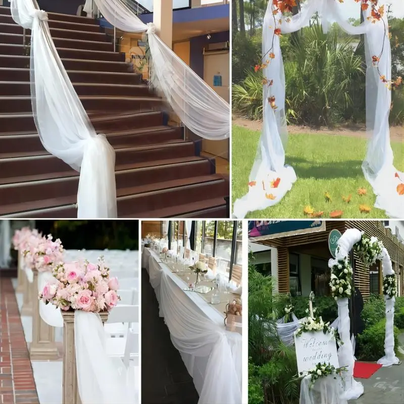 1PC 500cm*48cm gauze gauze wedding layout arch decoration garden party stairs chair back decoration organza