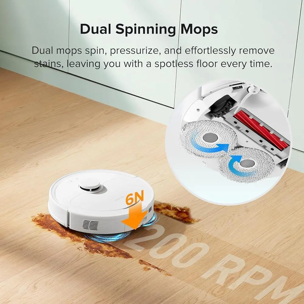 Roborock Qrevo Robot Vacuum Mop Auto-Drying Self-Emptying Dual Spinning Mops Auto Mop Lifting App Control Obstacle Avoidance