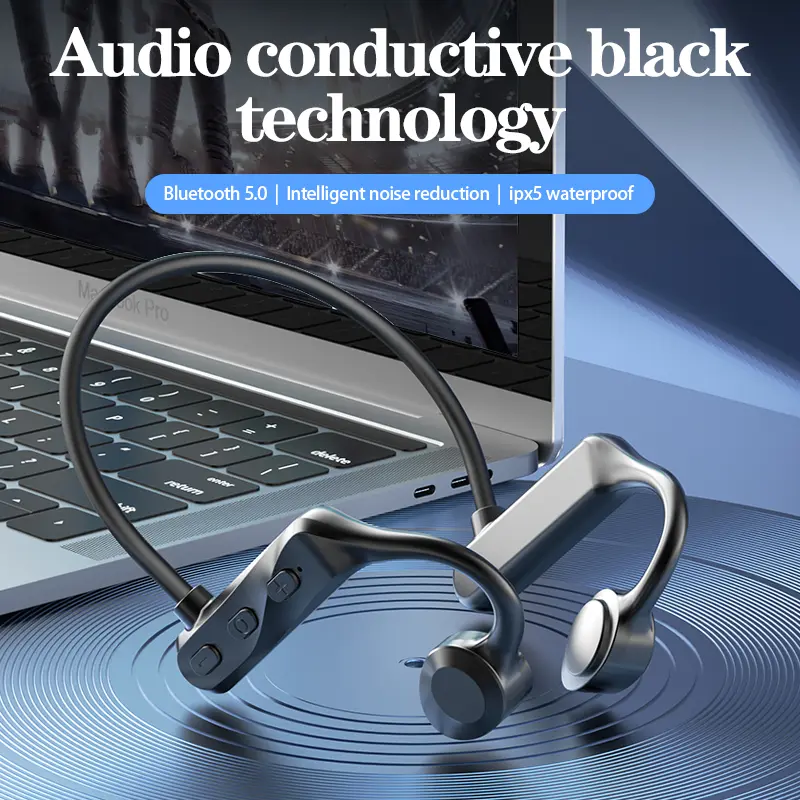 Neckband Air Conduction Bluetooth Headset Wireless Open Earphones with Microphone Neckmount Headphones Earhook Headset Suitab