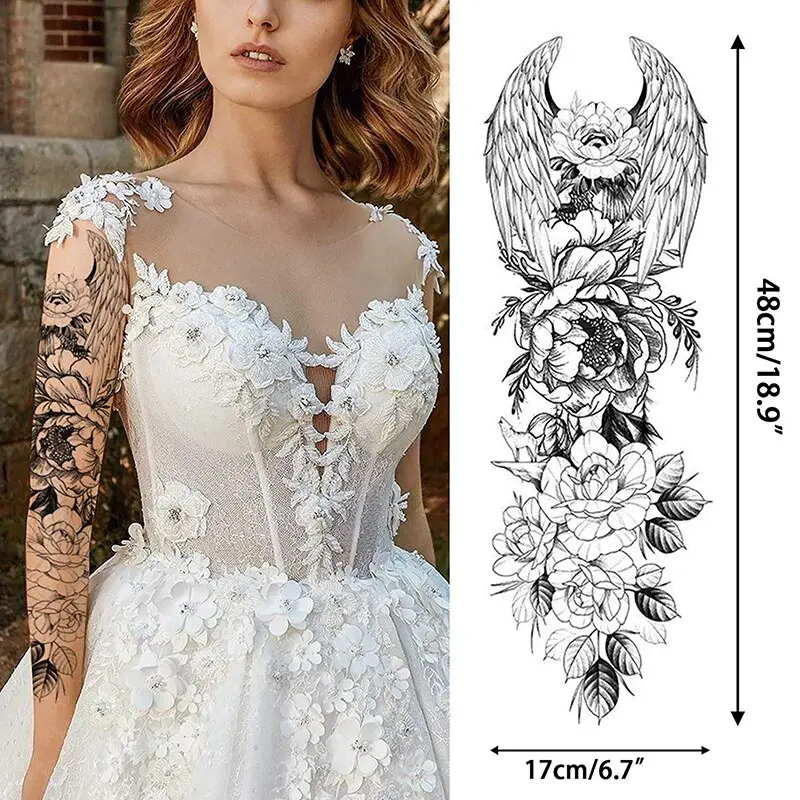 3PCS Tattoo Sticker Full Arm New Tattoo Sticker Waterproof Flower Arm Male and Female Arm Disposable Tattoo Sticker Body Makeup