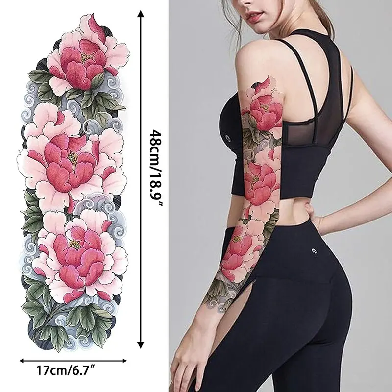 3PCS Tattoo Sticker Full Arm New Tattoo Sticker Waterproof Flower Arm Male and Female Arm Disposable Tattoo Sticker Body Makeup
