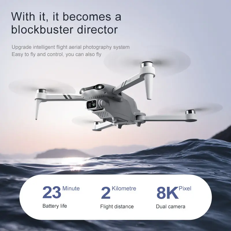 F10 RC Drone 8K Professinal With 1080P Wide Angle Dual HD Camera 4K Brushless Foldable RC Helicopter WIFI FPV RC Drone Toys